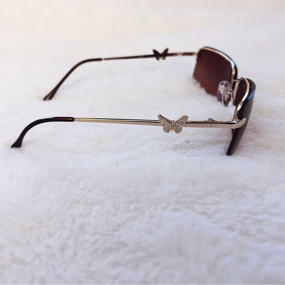 Delia Brown Rimless Butterfly Accent Sunglasses - Picture 7 of 10